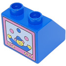 LEGO Duplo Blue Slope 2 x 2 x 1.5 (45°) with TV Clown (6474)