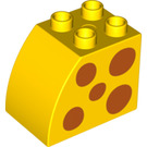 LEGO Duplo Steen 2 x 3 x 2 met Gebogen Kant met Oranje Spots (11344 / 15991)