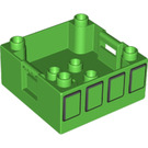 LEGO Duplo Vert clair Boîte avec Manipuler 4 x 4 x 1.5 avec Quatre rectangles (47423 / 52421)