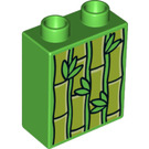 LEGO Duplo Leuchtend grün Backstein 1 x 2 x 2 mit Bamboo Stalks mit Unterrohr (15847 / 24969)