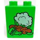 LEGO Duplo Fel groen Steen 1 x 2 x 2 met Vegetables zonder buis aan de onderzijde (4066)