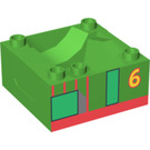 LEGO Duplo Leuchtend grün Zug Compartment 4 x 4 x 1.5 mit Sitz mit '6' (Percy) detailing (51547 / 52841)