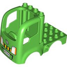 LEGO Duplo Fel groen Truck cab 4 x 8 met Hazard Strepen (101558)
