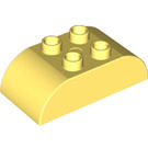 LEGO Duplo Jaune clair brillant Brique 2 x 4 avec Incurvé Sides (98223)