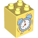 LEGO Duplo Jaune clair brillant Brique 2 x 2 x 2 avec Alarm Clock (31110 / 105429)