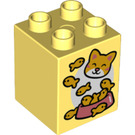 LEGO Duplo Jaune clair brillant Duplo Brique 2 x 2 x 2 avec Kitten Affronter, Aliments Bowl, et Goldfish (1369 / 31110)