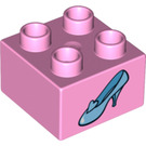 LEGO Duplo Bright Pink Duplo Brick 2 x 2 with shoe (3437 / 72211)