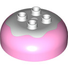 Duplo Bright Pink Round Brick 4 x 4 with Dome Top with White Top (5825 / 98220)