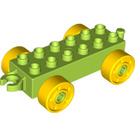 LEGO Duplo Auto Chassis 2 x 6 mit Gelb Räder (Moderne offene Anhängerkupplung) (10715 / 14639)