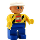 LEGO Duplo Construction Worker with Black Striped Yellow Vest and LEGO Logo Duplo Figure