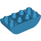 LEGO Duplo Donker Azuurblauw Steen 2 x 4 met Gebogen Onderzijde (98224)