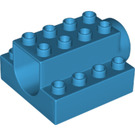 LEGO Duplo Dark Azure Backstein 4 x 4 x 2 mit Horizontal Rotation Stift (29141)