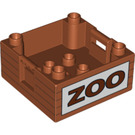 LEGO Duplo Dark Orange Box with Handle 4 x 4 x 1.5 with 'Zoo' crate (47423 / 56437)