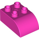 LEGO Duplo Dark Pink Duplo Brick 2 x 3 with Curved Top (2302)