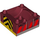 LEGO Duplo Dunkelrot Zug Compartment 4 x 4 x 1.5 mit Sitz mit hazard lines, 'SALTY' (51547 / 98456)