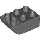 LEGO Duplo Dark Stone Gray Brick 2 x 3 with Inverted Slope Curve (98252)