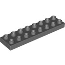 LEGO Duplo Dunkles Steingrau Duplo Platte 2 x 8 (44524)