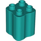 LEGO Duplo Turquoise foncé Brique 2 x 2 x 2 avec Ondulé Sides (31061)