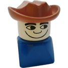 LEGO Duplo Early, Male on Blue Base, Fabuland Brown Western Hat Duplo Figure