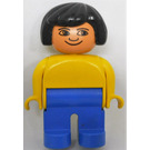 LEGO Duplo Mujer con Amarillo Parte superior y Negro Pelo Figura Duplo