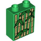 Duplo Green Brick 1 x 2 x 2 with Bamboo Plants without Bottom Tube (4066 / 54972)