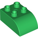 LEGO Duplo Grün Duplo Backstein 2 x 3 mit Gebogenes Oberteil (2302)