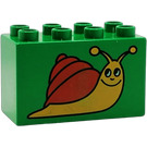 LEGO Duplo Grün Duplo Backstein 2 x 4 x 2 mit happy snail (31111)