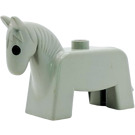 LEGO Duplo Light Gray Horse with Solid Black Eyes (4009)