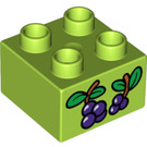 LEGO Duplo Limette Backstein 2 x 2 mit Grapes (3437 / 15868)
