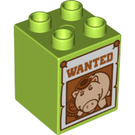 LEGO Duplo Chaux Brique 2 x 2 x 2 avec Wanted sign - toystory piggy bank (31110 / 43573)