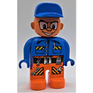 LEGO Duplo Hombre Action Wheeler con Azul Parte superior y Pen Figura Duplo