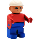 LEGO Duplo Male, Blue Legs, Red Top, White Construction Hat