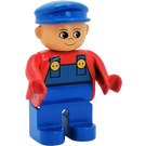 LEGO Duplo Male Figure with Blue Overalls and Cap