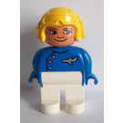 LEGO Duplo Male, Wit Poten, Blauw Top met Vliegtuig logo, Geel Vliegenier Helm, (Pilot) Duplo Figuur
