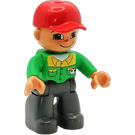 LEGO Duplo Male met Bright Green Shirt met Buttons Duplo Figuur met platte glimlach