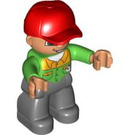 LEGO Duplo Hombre con Verde brillante Camisa con Botones Figura Duplo con sonrisa con boca abierta