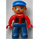 LEGO Duplo Maschio con Baffi e Rosso e Nero Maglietta con Pulsanti Figura Duplo