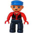 LEGO Duplo Male with Moustache and Red and Black Shirt with Buttons Duplo Figure