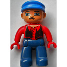 LEGO Duplo Male met Moustache en Rood en Zwart Shirt met Buttons Duplo Figuur