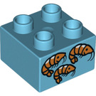 LEGO Duplo Mittleres Azure Backstein 2 x 2 mit shrimp (3437 / 24958)