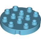 LEGO Duplo Azure moyen Rond assiette 4 x 4 avec Trou et Verrouillage Ridges (98222)
