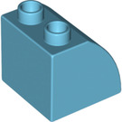 LEGO Duplo Medium azuurblauw Helling 45° 2 x 2 x 1.5 met Gebogen Kant (11170)