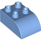 LEGO Duplo Mittelblau Duplo Backstein 2 x 3 mit Gebogenes Oberteil (2302)