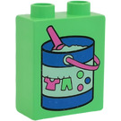 LEGO Duplo Medium Green Brick 1 x 2 x 2 with Laundry Pail with Clothes and Pink Scoop without Bottom Tube (4066 / 42657)