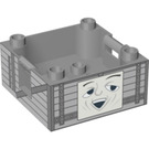 LEGO Duplo Mittleres Steingrau Box mit Griff 4 x 4 x 1.5 mit Troublesome Truck Gesicht (47423 / 52846)