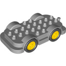 LEGO Duplo Mittleres Steingrau Wheelbase 4 x 8 mit Gelb Räder (15319 / 24911)