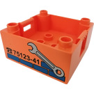LEGO Duplo Orange Box with Handle 4 x 4 x 1.5 with Wrench and Repair Phone Number (47423)