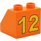Duplo Orange Slope 2 x 2 x 1.5 (45°) with "12" (6474)