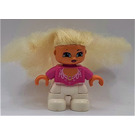 LEGO Duplo Princess, White Legs, Dark Pink Top, Blond Combing Hair Duplo Figure