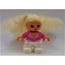 LEGO Duplo Princess, Wit Poten, Dark Pink Top, Blond Combing Haar Duplo Figuur